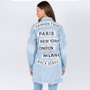 Brand New Plus size Fashion Tour Patch Denim Jacket